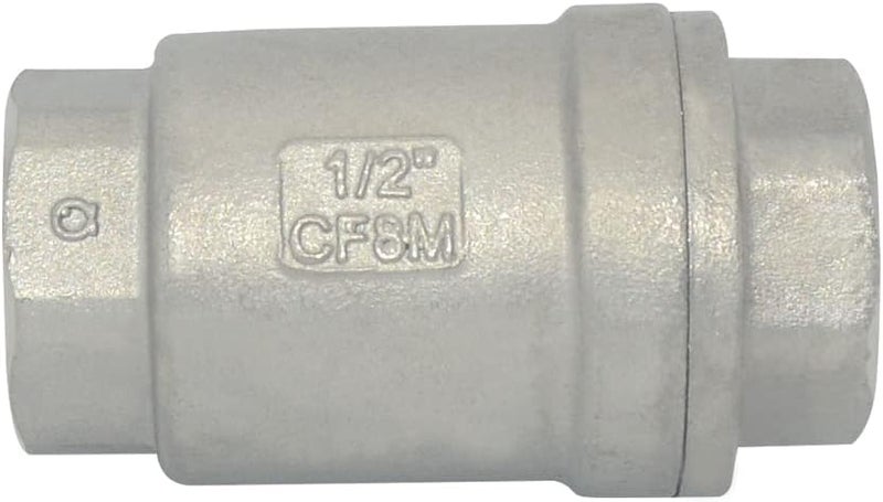 Dsmpipeft NPT Female WOG1000 Check Valve,Vertical Check Valve,NPT Spring Loaded in-line Low Cracking Pressure,Stainless Steel SS316 CF8M (1/2") - Image 3